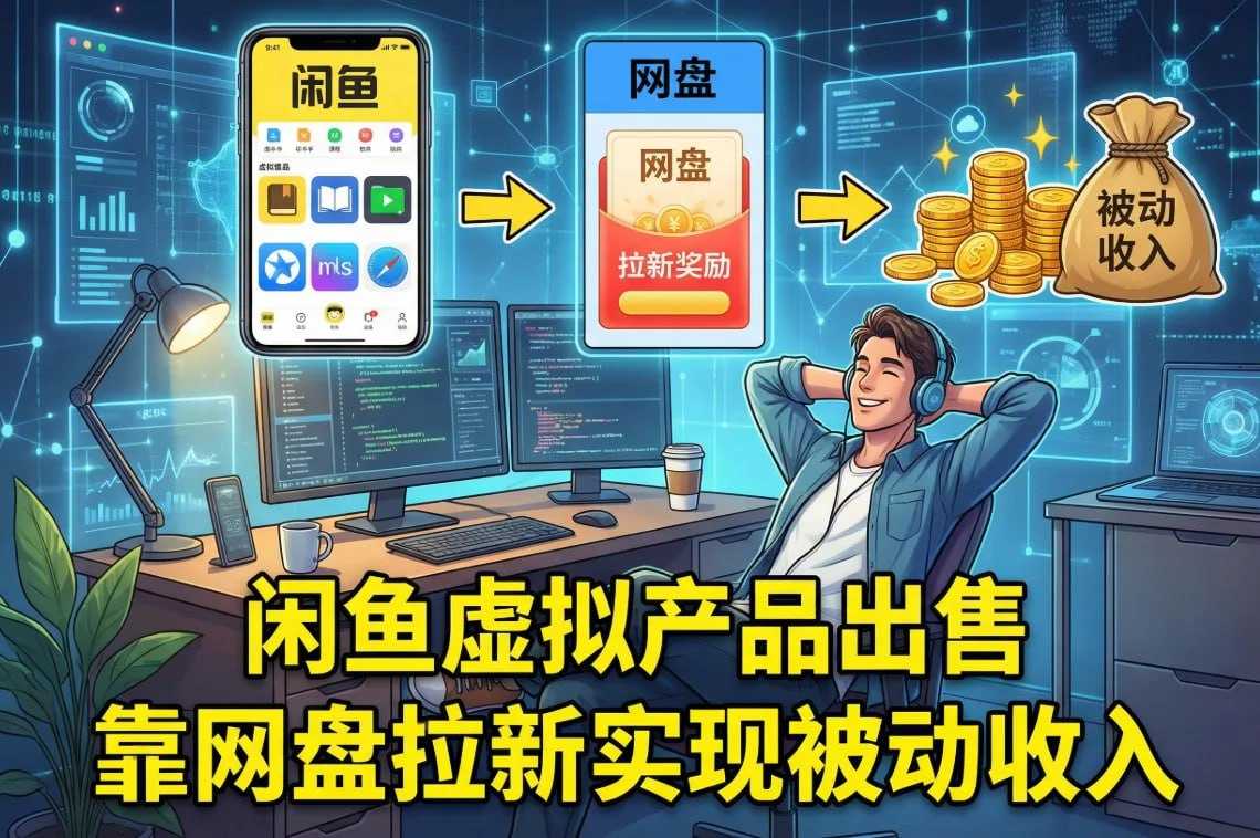 【本站原创录制】利用闲鱼出售虚拟产品，靠网盘拉新实现被动收入 - 夸克网盘 资源封面图