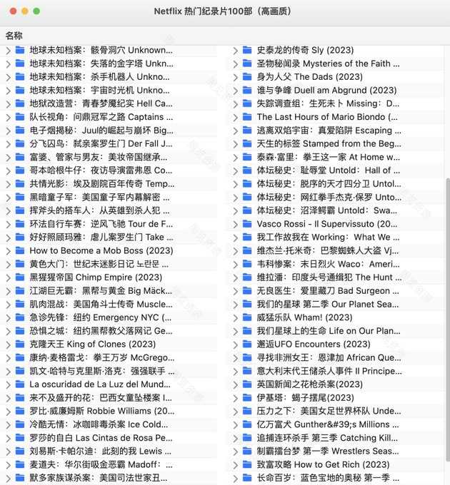 Netflix 热门纪录片100部（1080p） - 夸克网盘 资源封面图