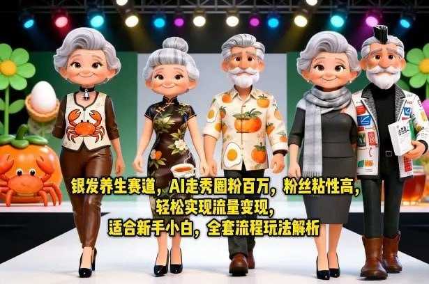 银发养生赛道,AI走秀圈粉百万,粉丝粘性高,轻松实现流量变现,适合新手小白,全套流程玩法解析 - 夸克网盘 资源封面图