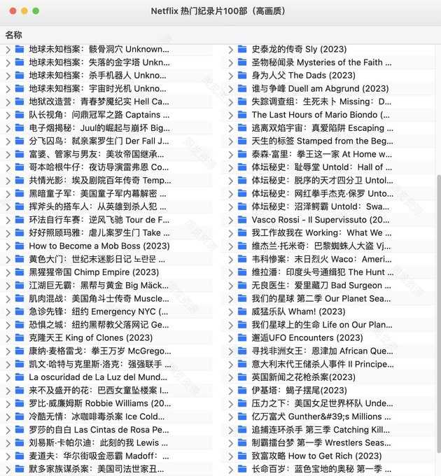 Netflix 热门纪录片100部（1080p） - 夸克网盘 资源封面图